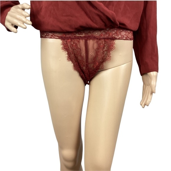 Intimately Free People Elsa Bodysuit Size XS Terracotta Red Long Sleeve - Picture 5 of 7